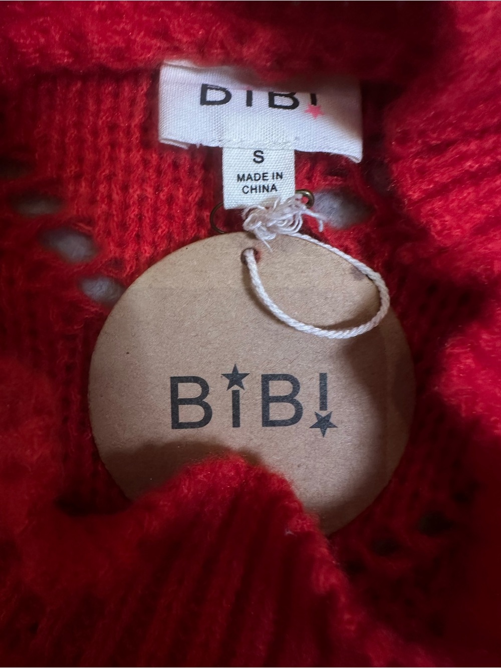 BiBi Red Cable-Knit Turtleneck Sweater NWT - Picture 7 of 10
